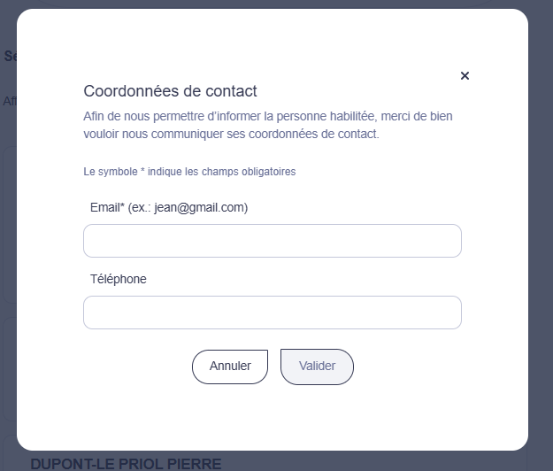 Je peux renseigner mon adresse e-mail
