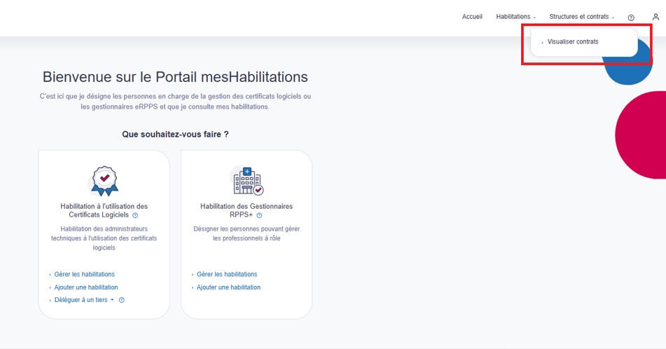 je sélectionne visualiser contrats