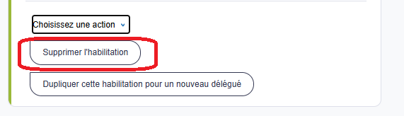Je sélectionne « Supprimer l’habilitation »