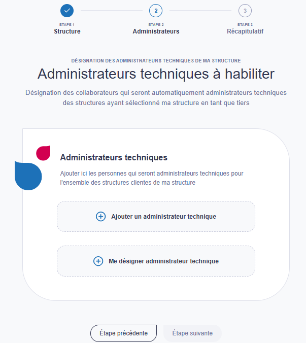 Je désigne des administrateurs techniques de ma structure