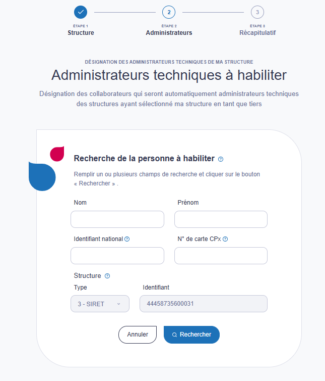 Je désigne des administrateurs techniques de ma structure