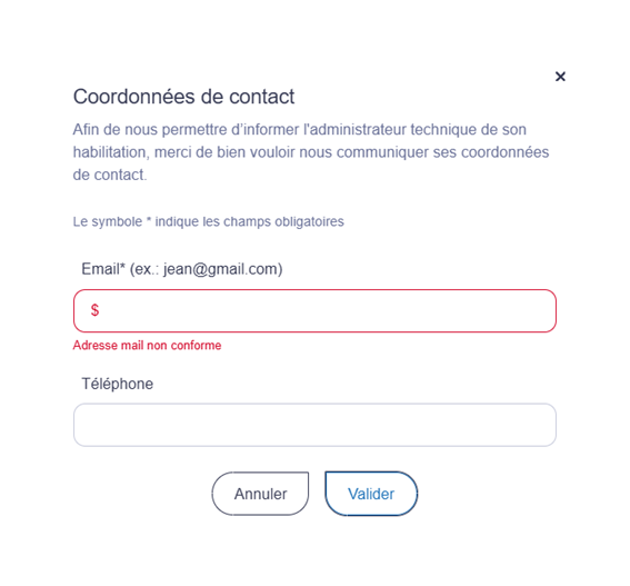 Je renseigne les coordonnées de contact du délégué 