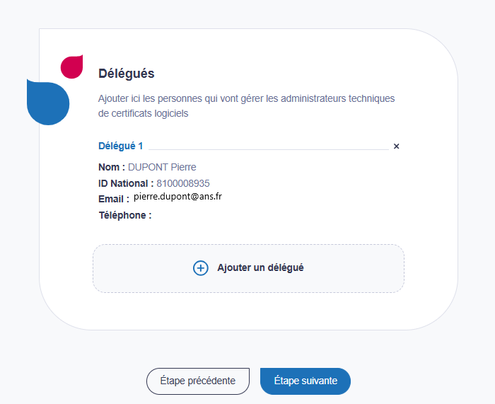 Je visualise le délégué ajouté sénectionné