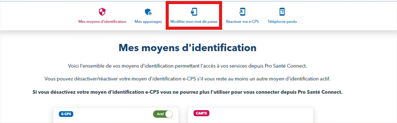 Modification du mot de passe