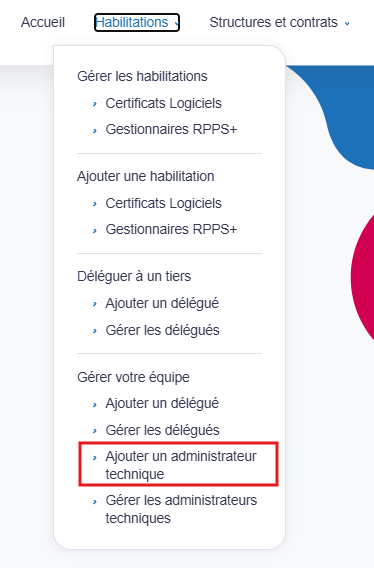 je sélectionne ajouter une habilitation à vos collaborateurs