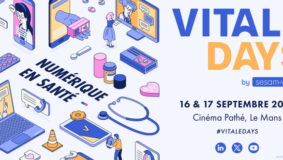 visuel coloré Vitale Days 2025 Le mans GIE SESAM Vitale Statégie nationale numérique en santé